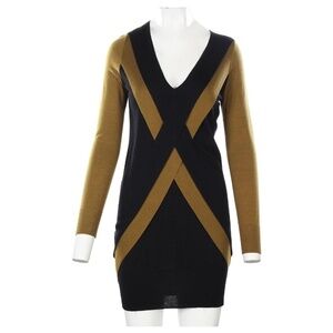 Paul Smith Black Label Sweater Dress Size M Black Olive Green Wool Silk Blend